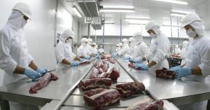 Carne bovina no frigorifico